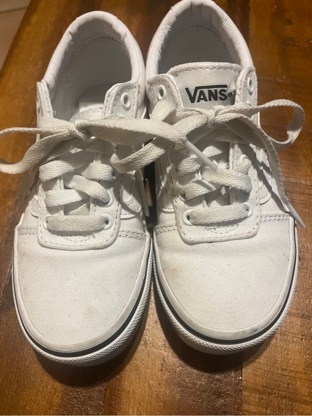 Vans Kids White Canvas Low-Top Sneakers